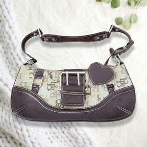 Brentano Cream & Brown Leather Shoulder Bag